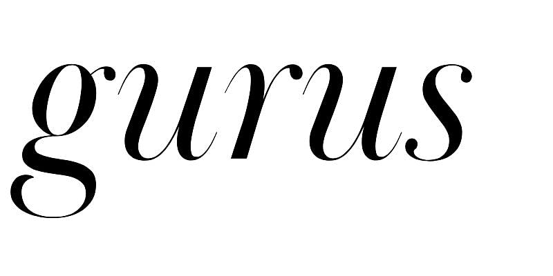 Word "gurus" in elegant cursive font.