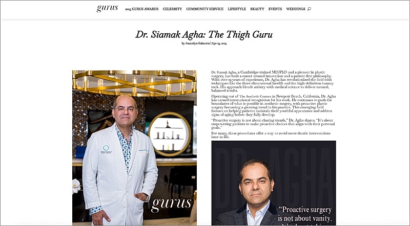 Dr. Siamak Agha, a leading plastic surgeon.
