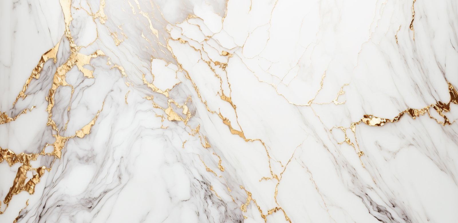 White marble with gold veining pattern.