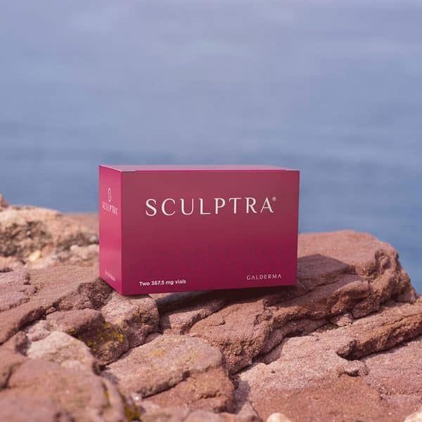 Sculptra product box by the sea.