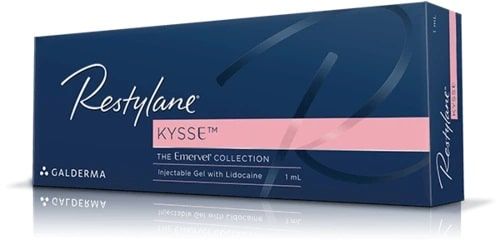 Restylane Kysse injectable gel product packaging.