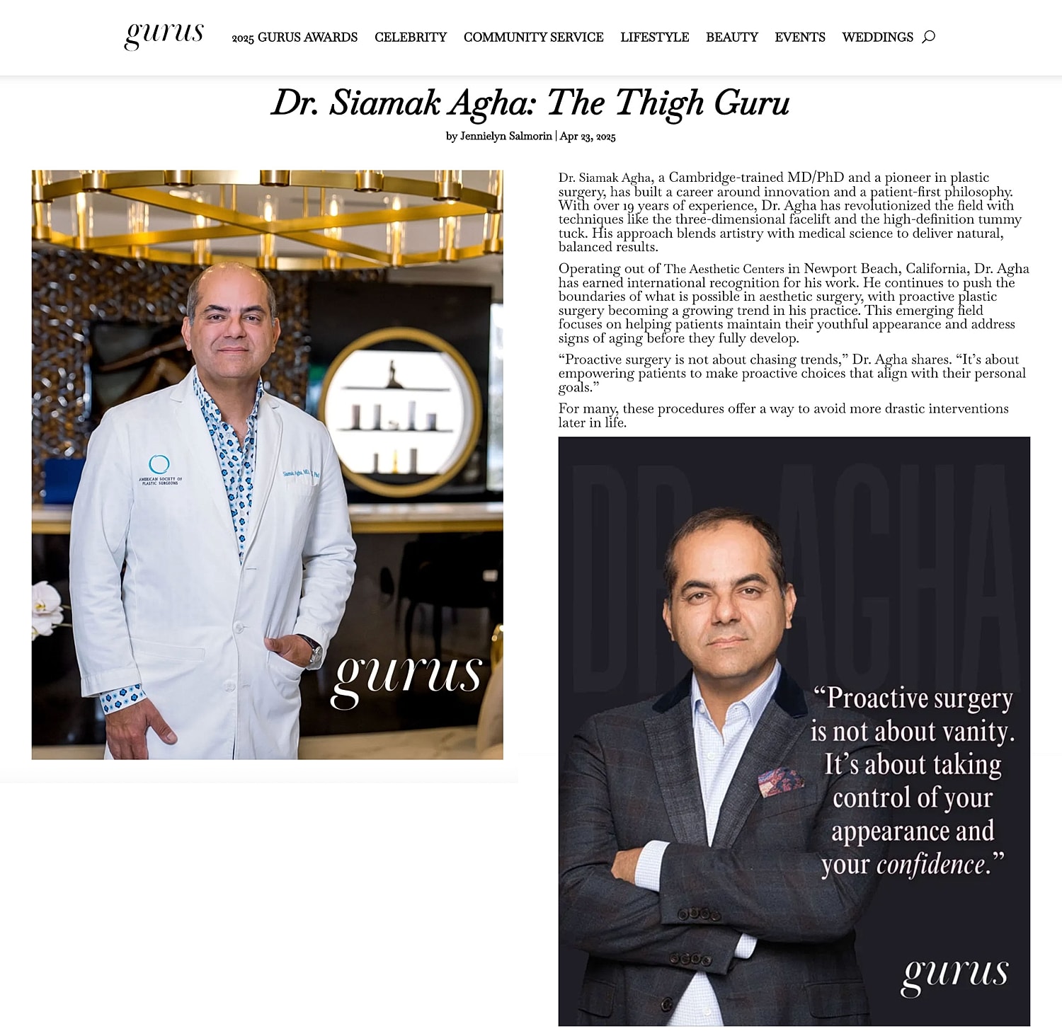 Dr. Siamak Agha profile and interview feature.