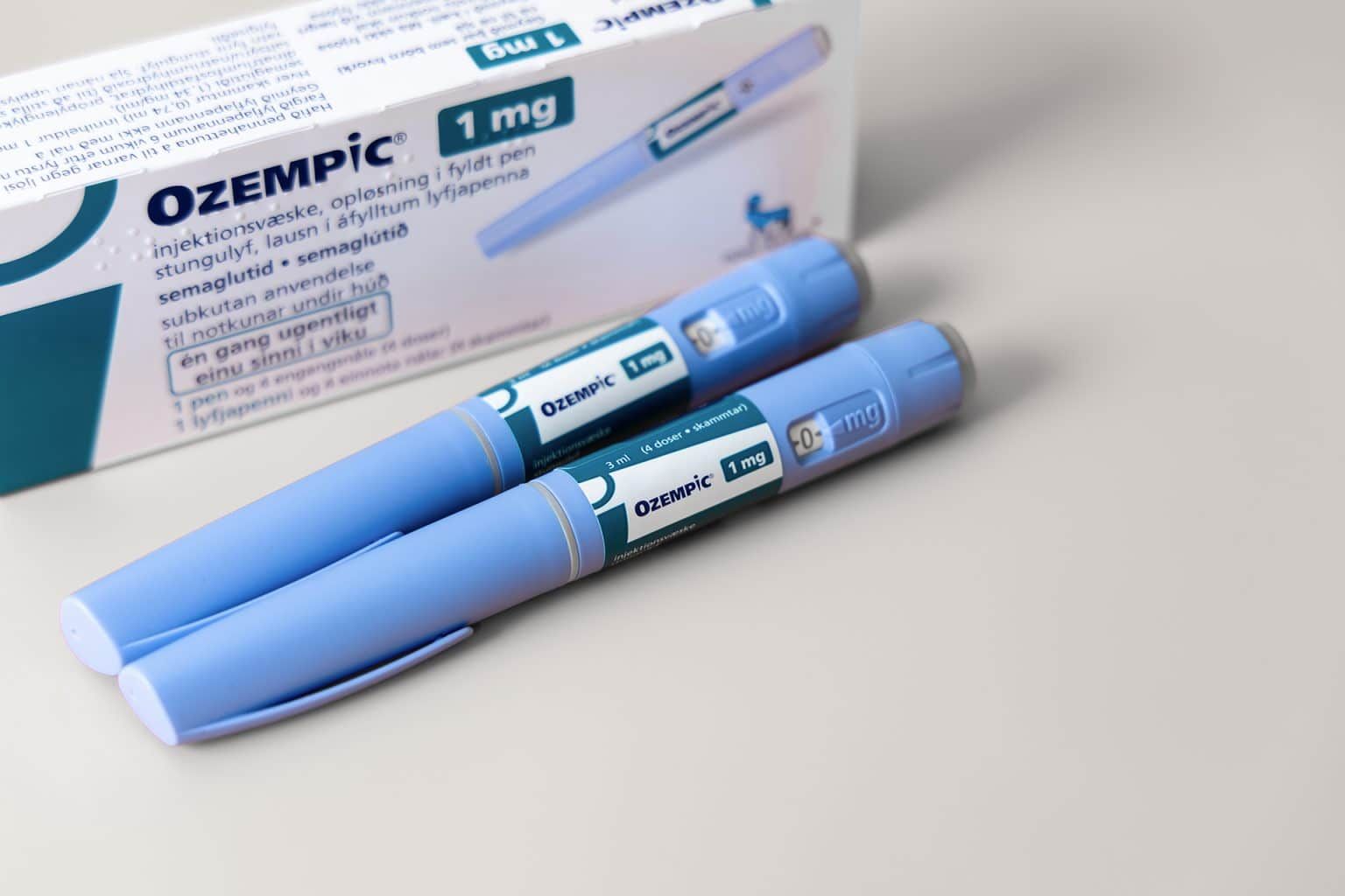 Ozempic injection pens with packaging, 1 mg dosage.