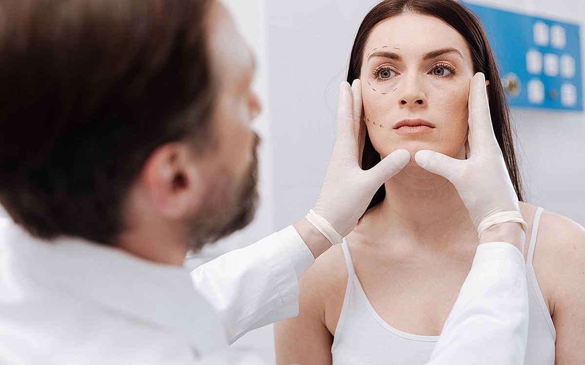 Consultation for cosmetic facial procedure.