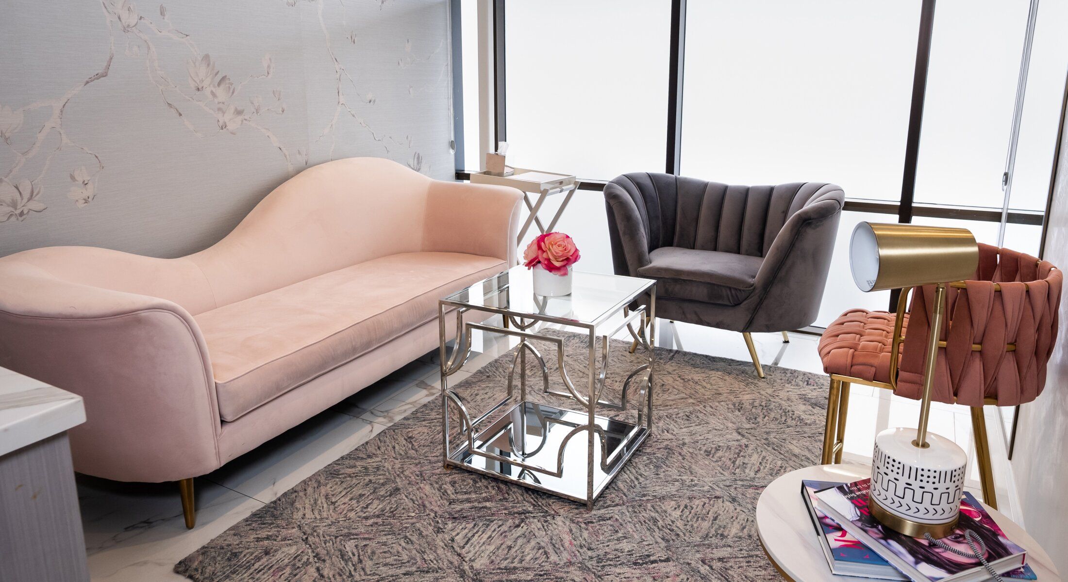 Stylish seating area with modern decor elements.