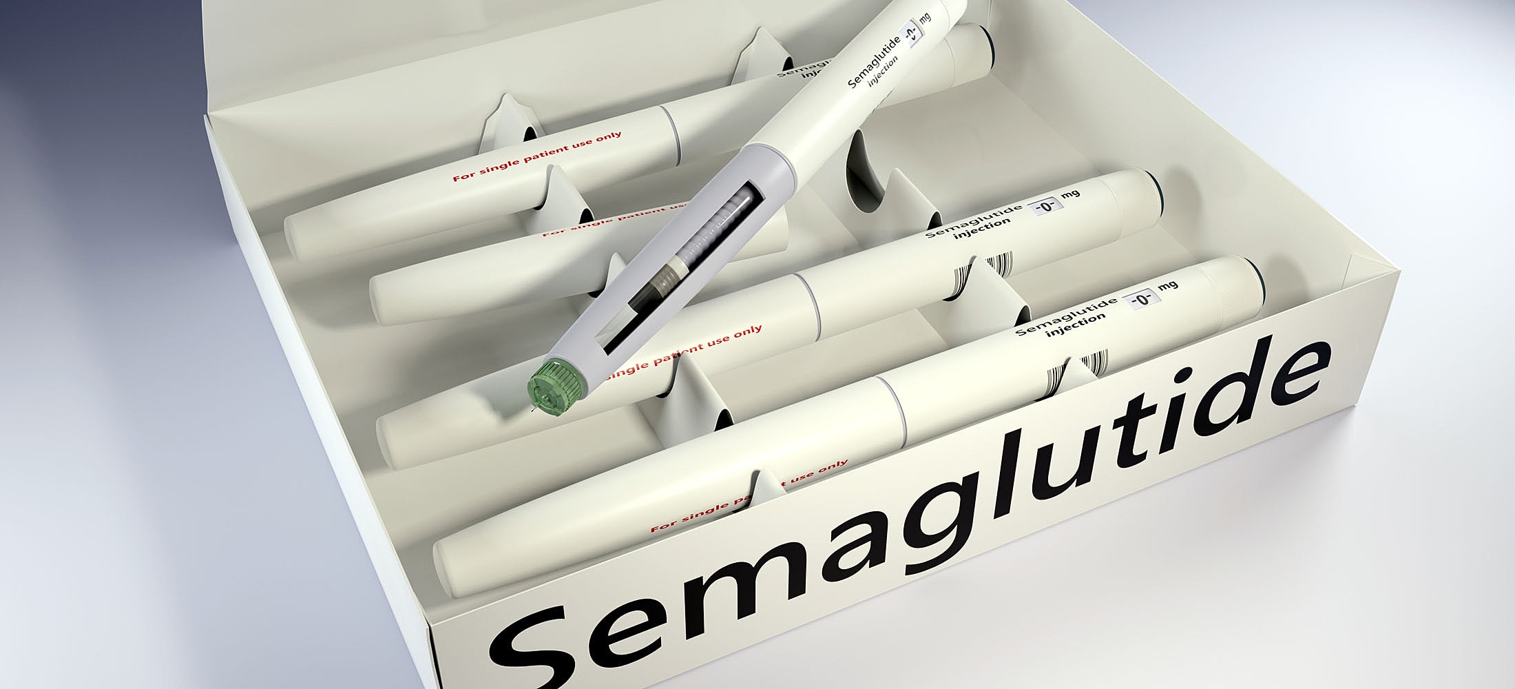Semaglutide injection pens in packaging.