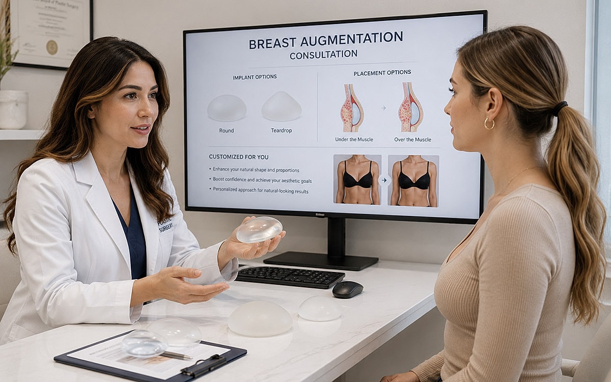 Consultation for breast augmentation options and choices.