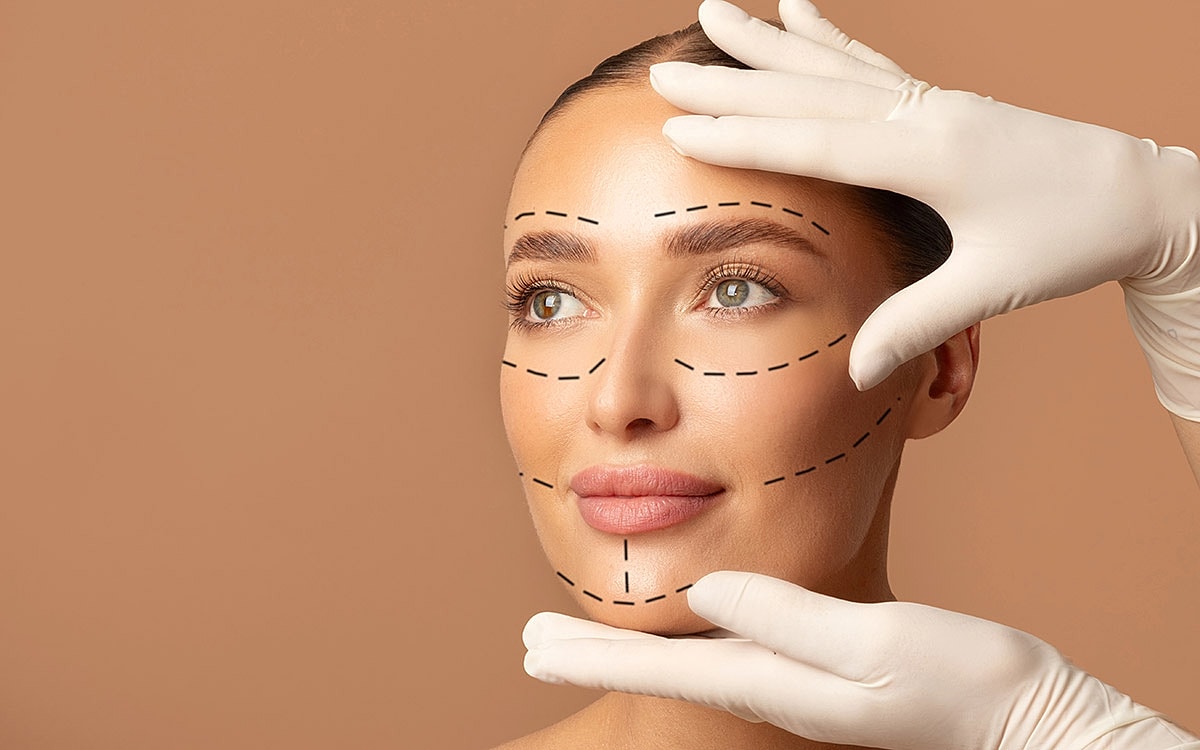 Facial mapping for cosmetic procedures on woman.